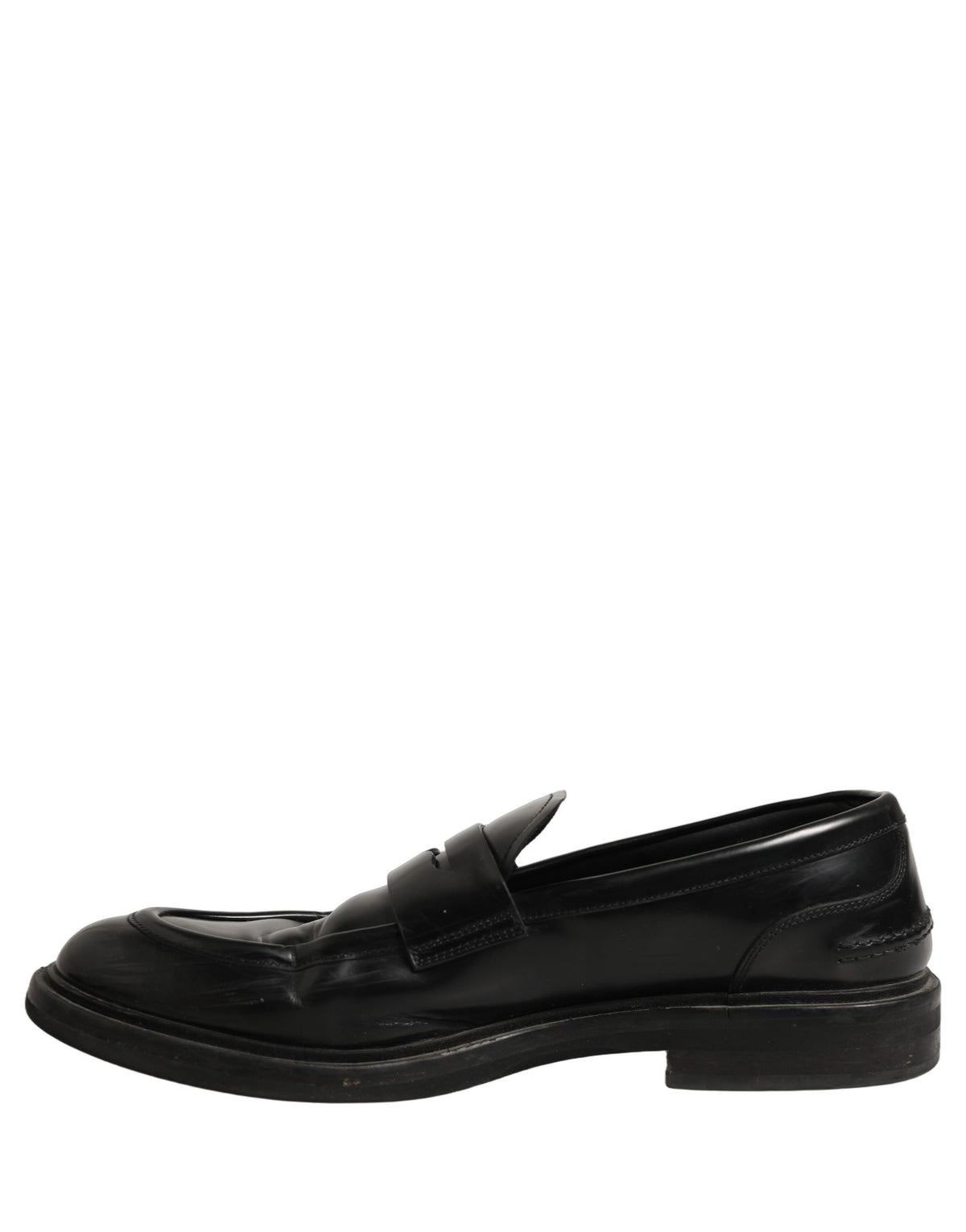 Dolce & Gabbana Black Brushed Calf Leather Loafers Shoes
