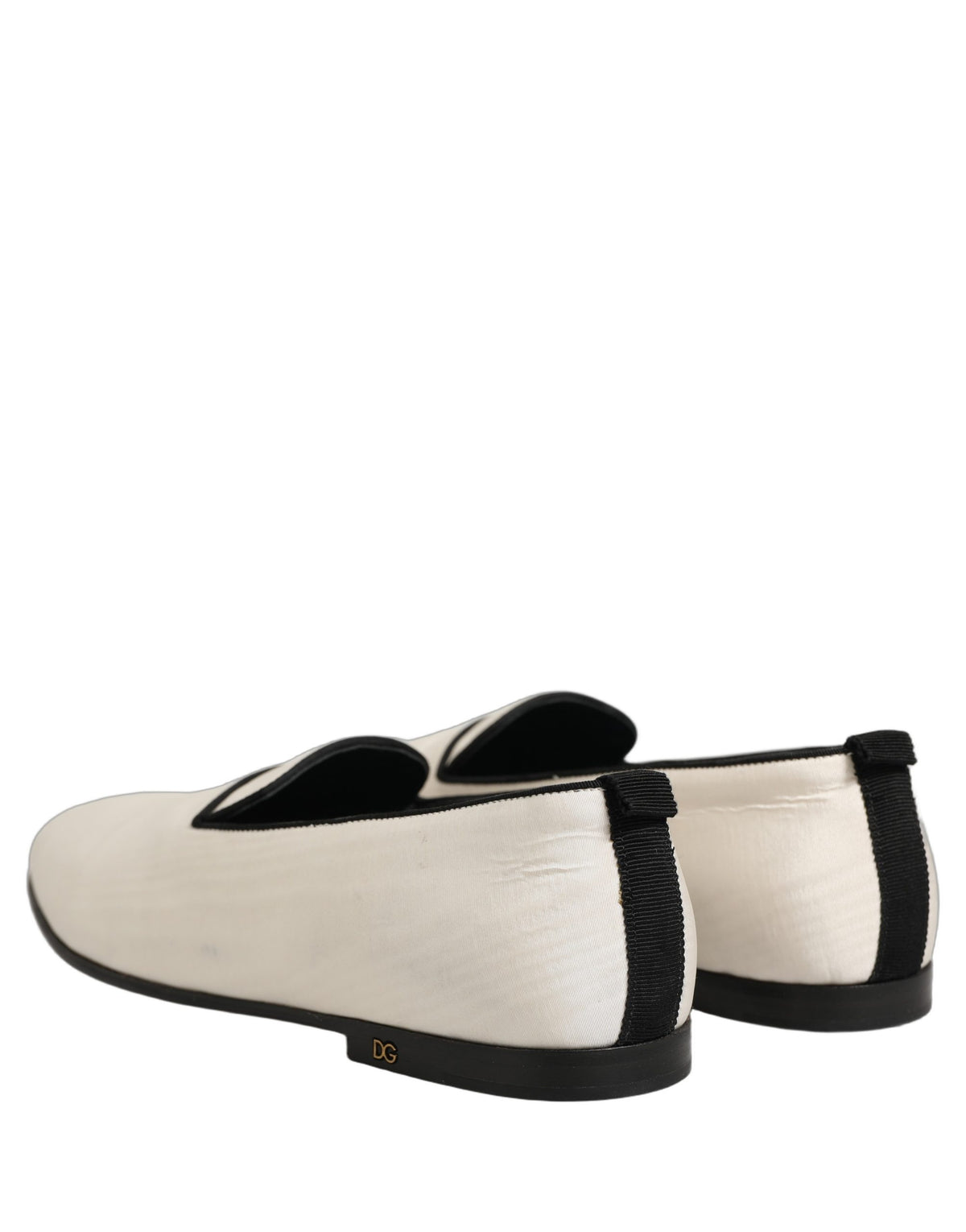 Dolce & Gabbana White Velvet Slip On Men Flats Loafers Shoes