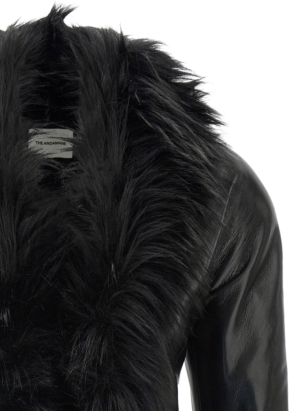 The Andamane Black Polyester Leather Jacket