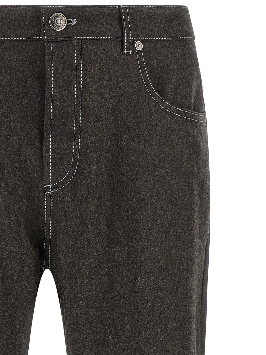 Brunello Cucinelli Gray Virgin Wool Casual Pants