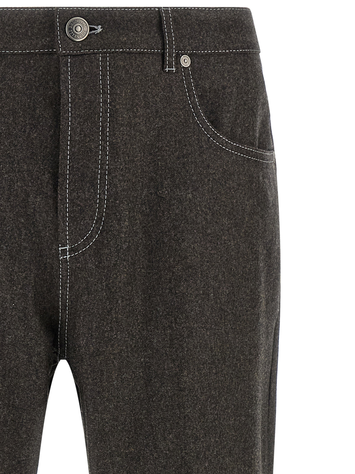Brunello Cucinelli Gray Virgin Wool Casual Pants