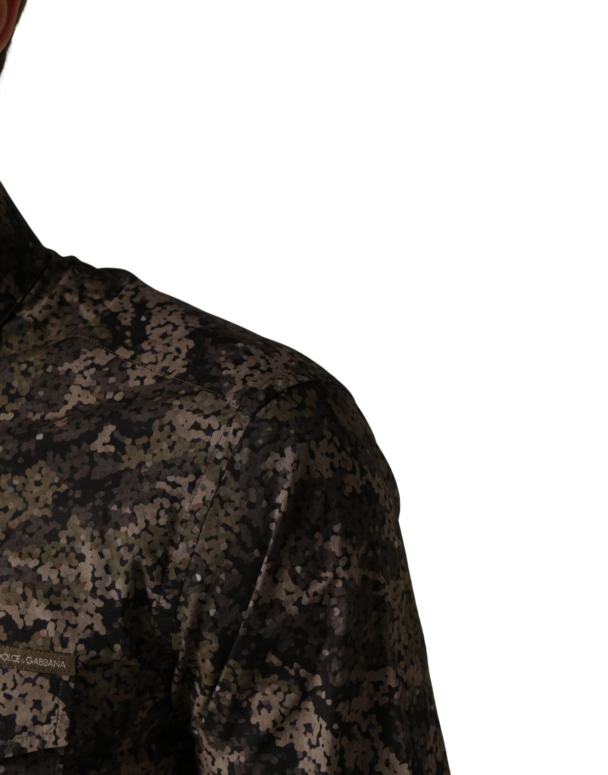 Dolce & Gabbana Brown Camouflage Long Sleeve Men Dress Shirt