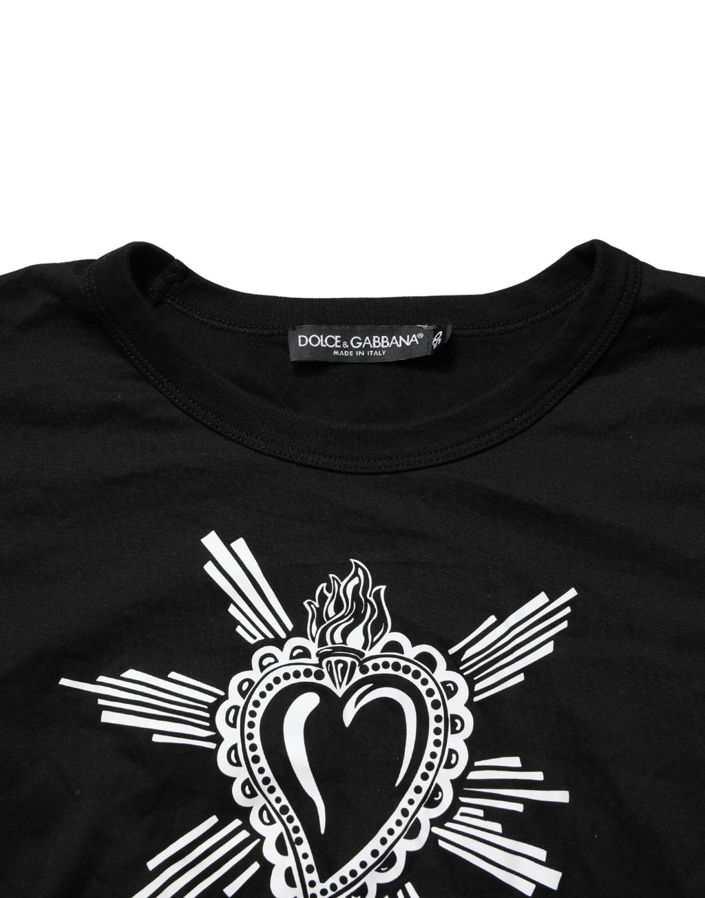 Dolce & Gabbana Black Sacred Heart Cotton Crew Neck T-shirt