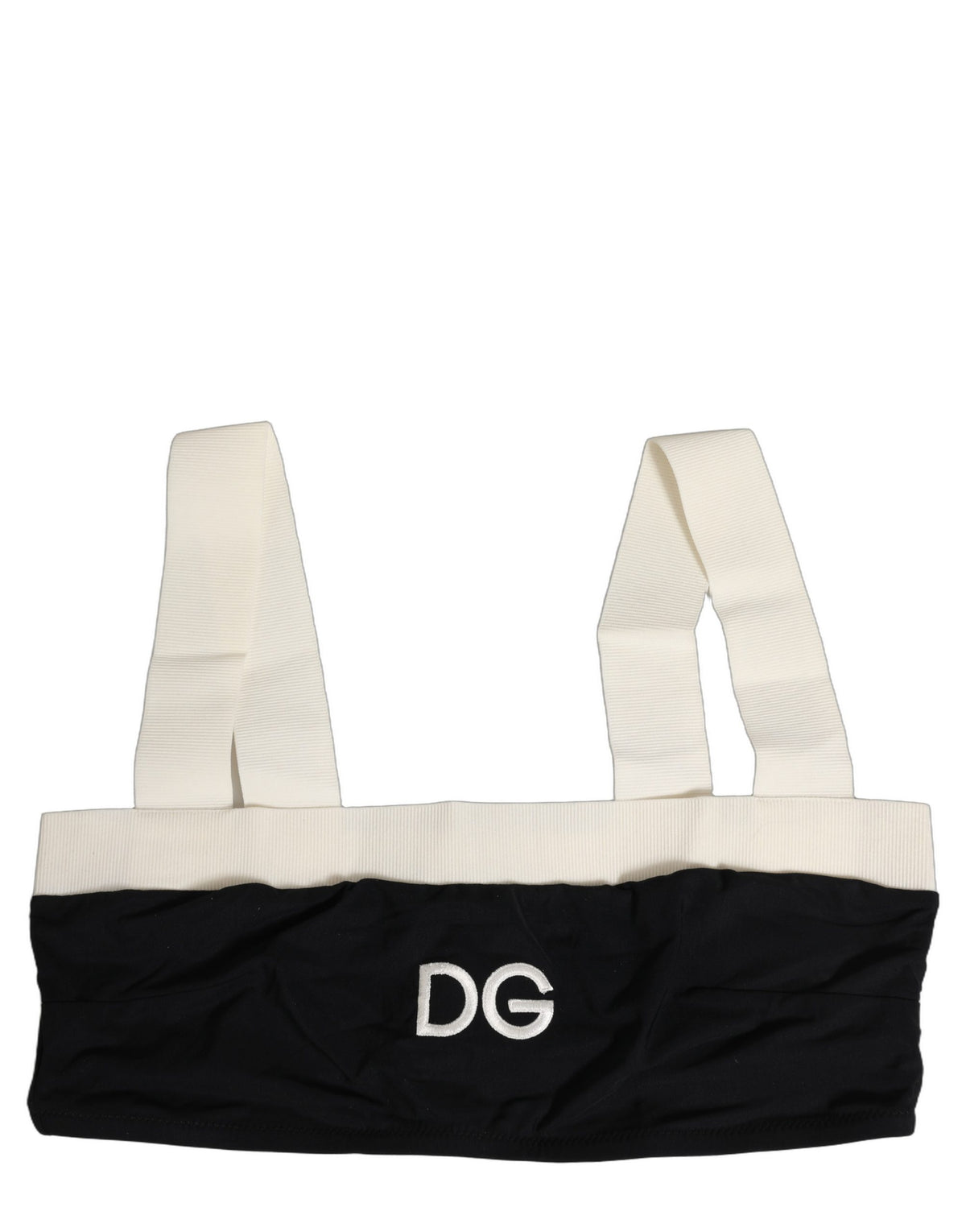 Dolce & Gabbana Black White Cotton Stretch Bikini Top Swimwear