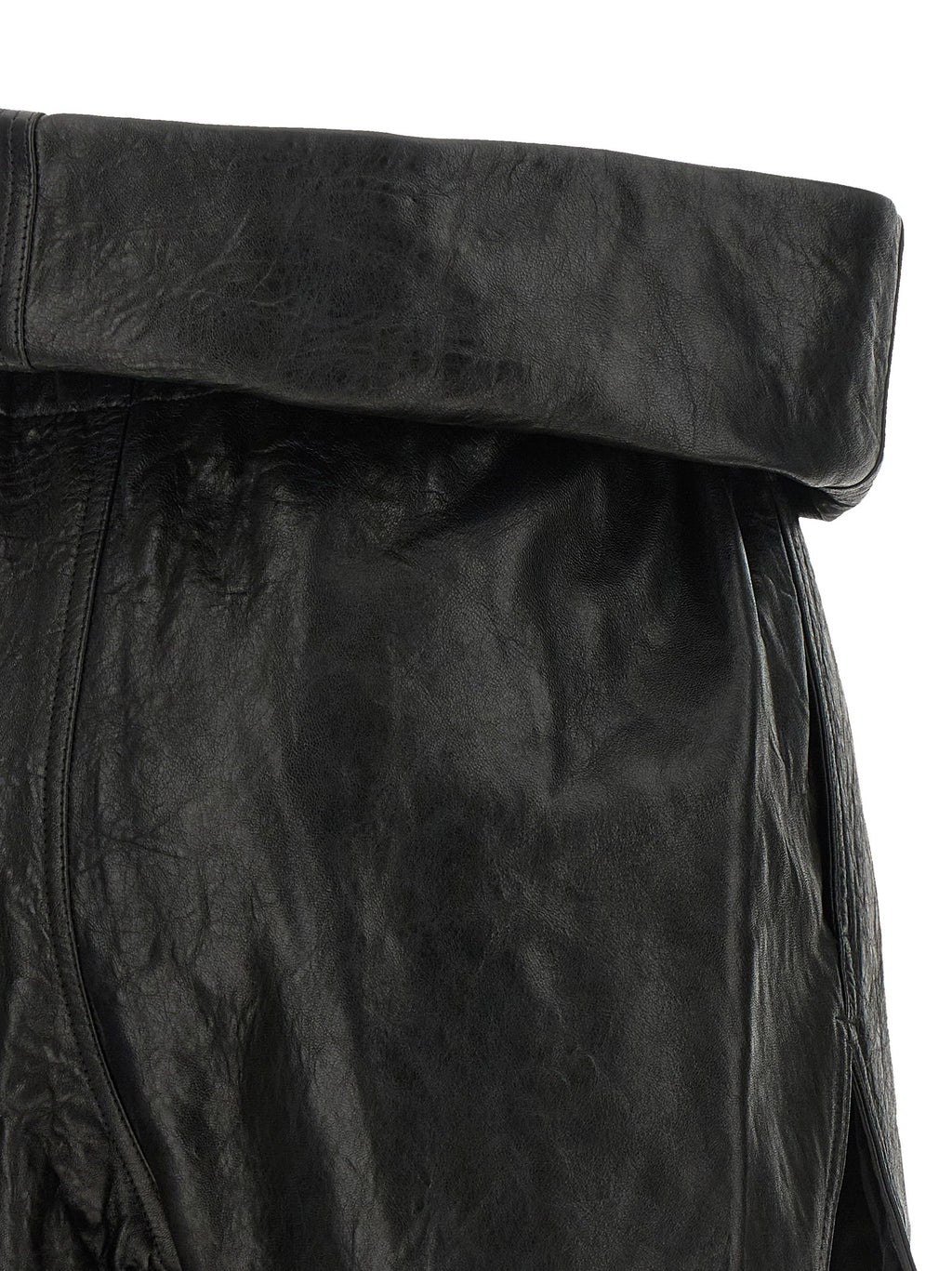 Rick Owens Black Lamb Leather Bermuda Shorts