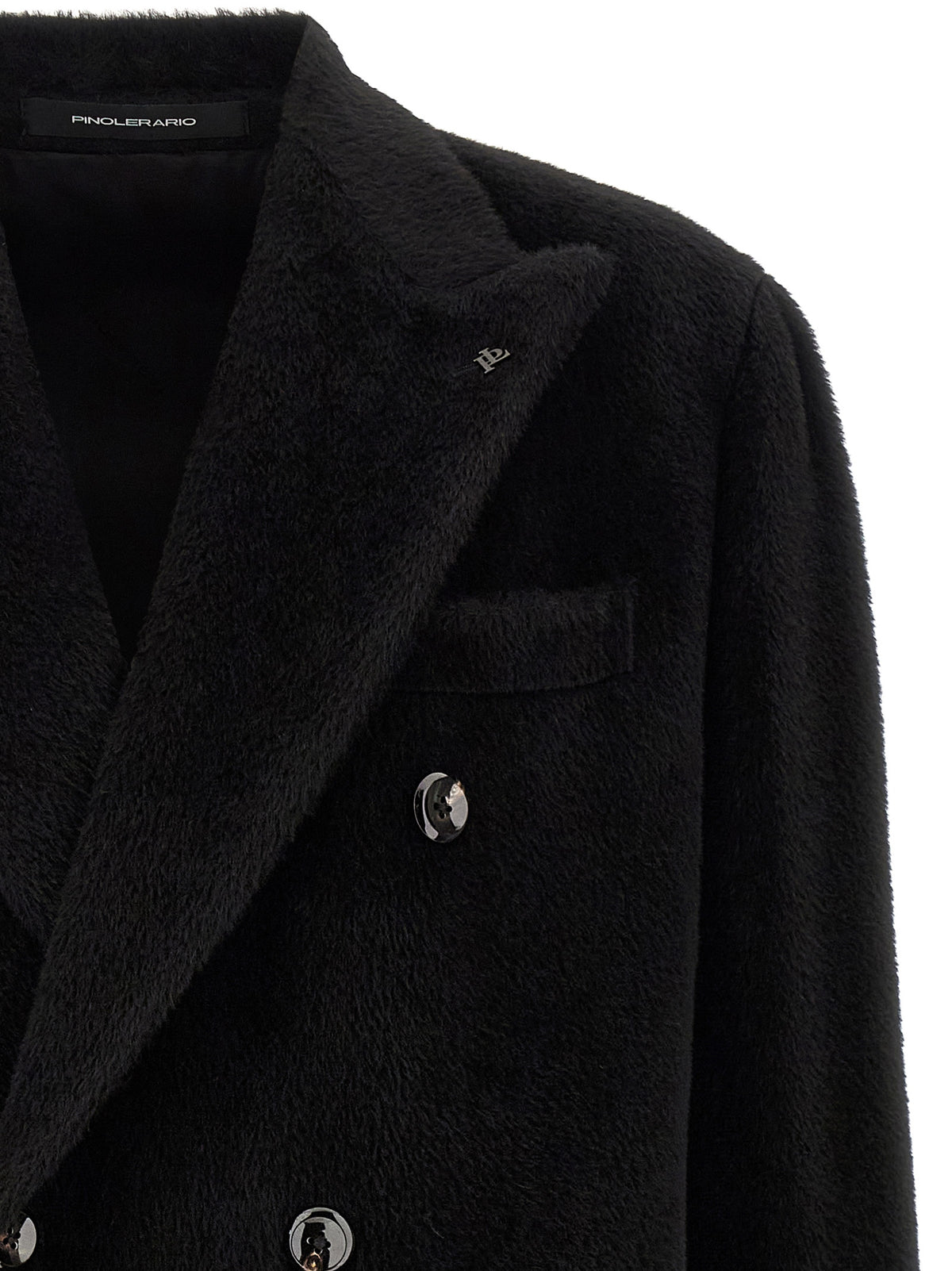 Tagliatore Black Alpaca Leather Coat