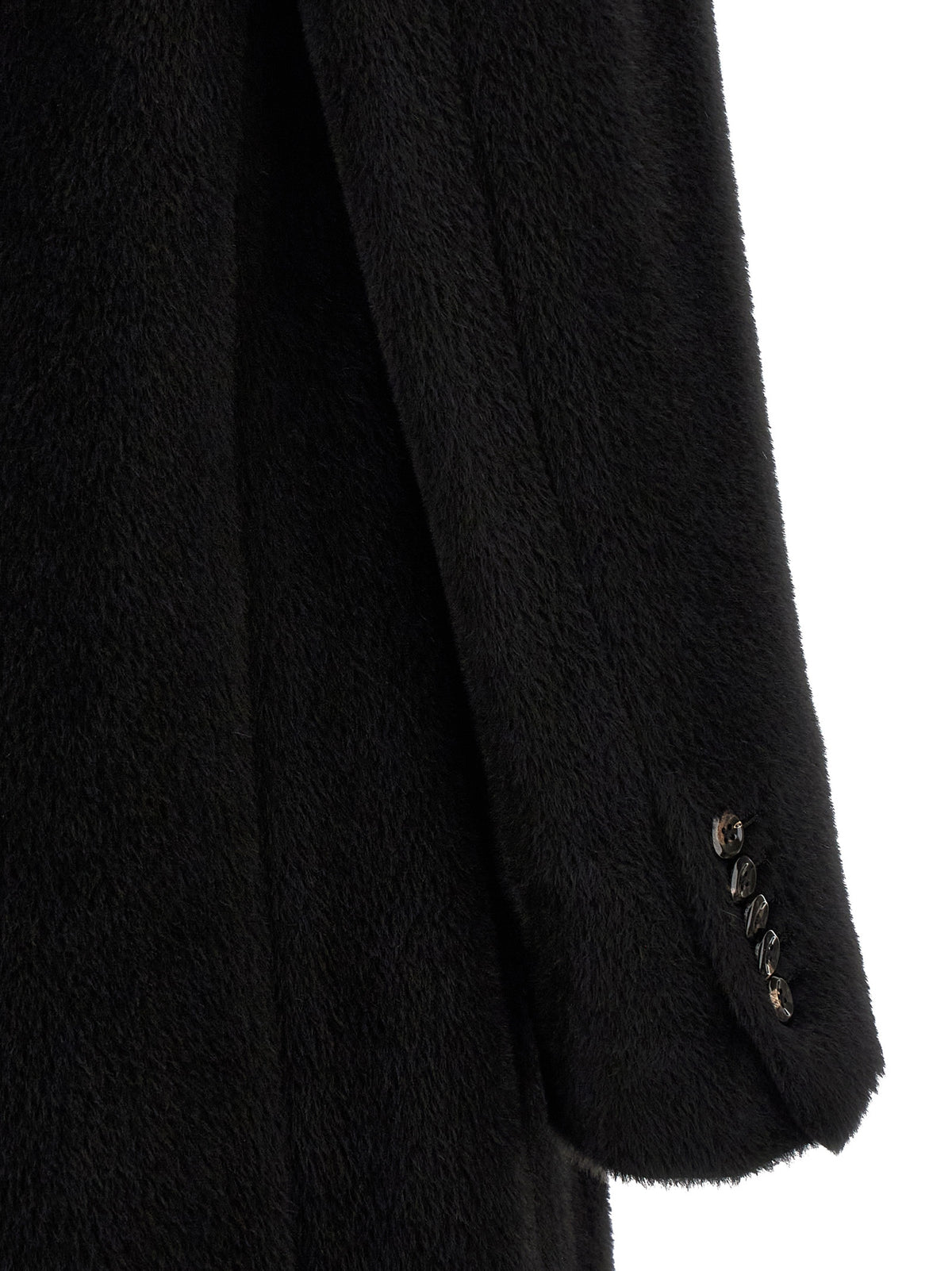 Tagliatore Black Alpaca Leather Coat