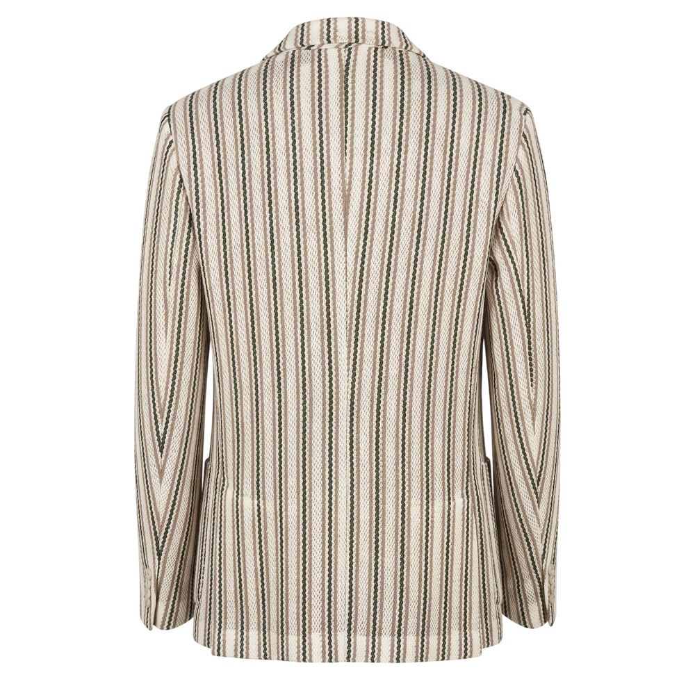 Roberto Pepe Luxury Beige Cotton Men Jacket