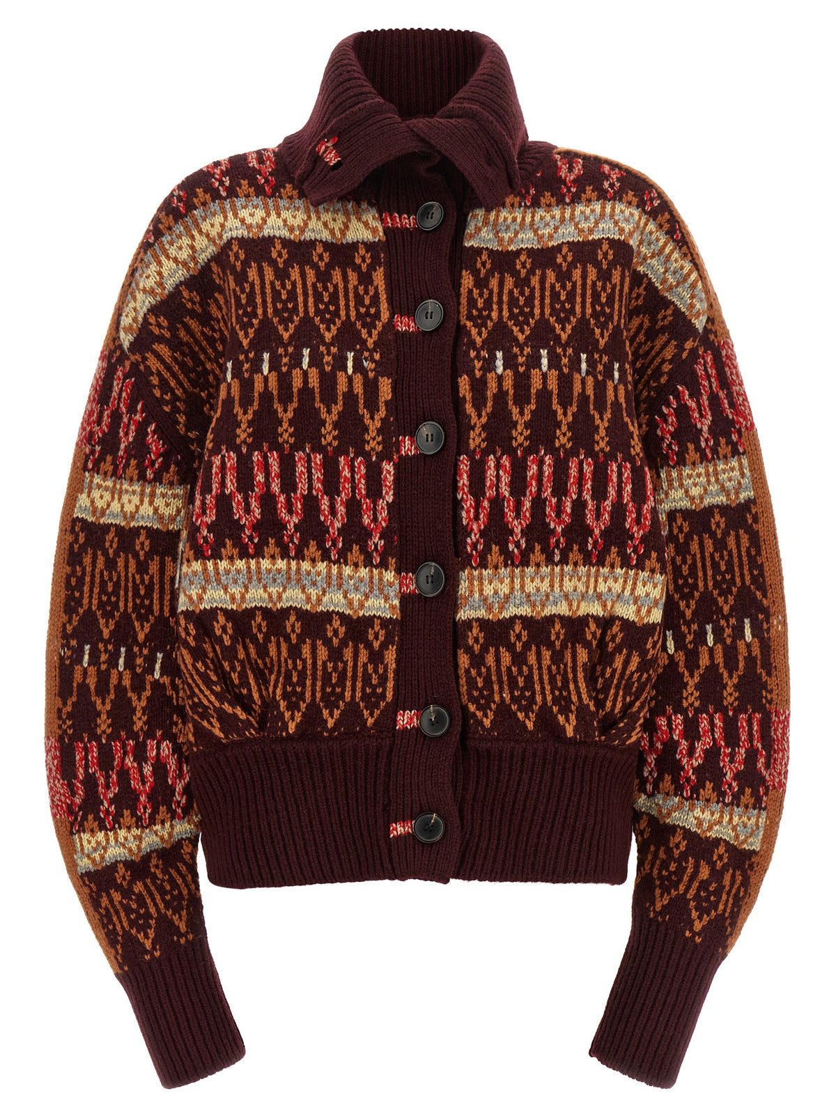 Dries Van Noten Bordeaux Wool Cardigan