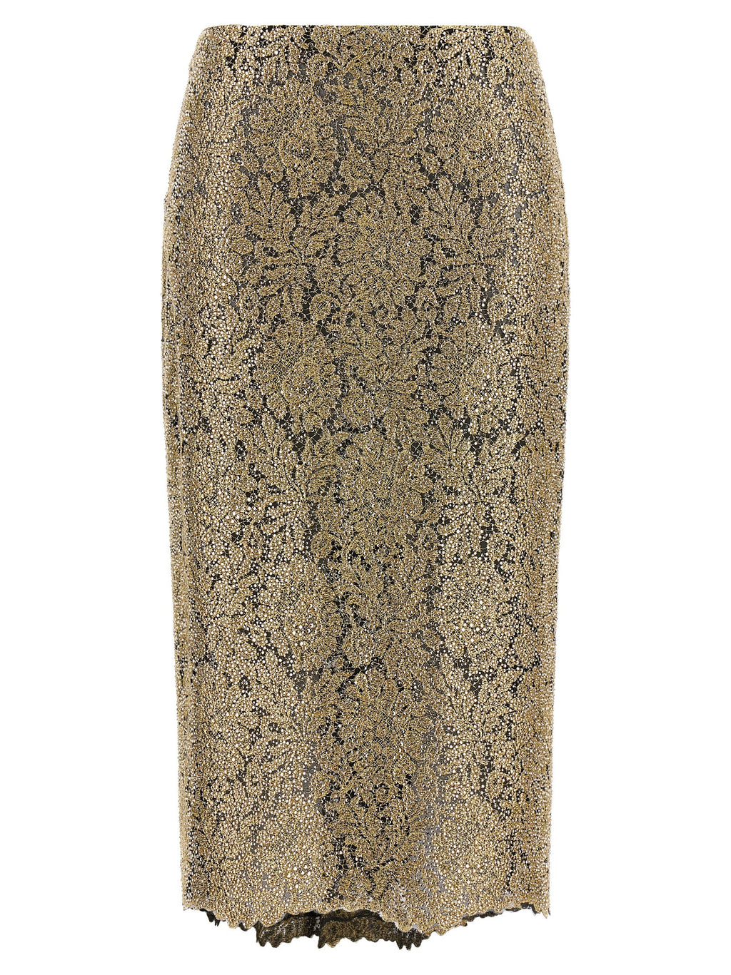 Ermanno Scervino Gold Polyester Midi Skirt