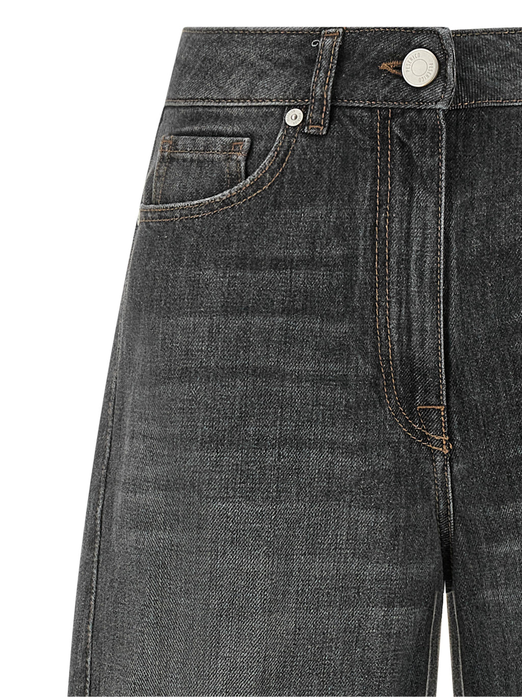 Peserico Gray Cotton High-Waisted Jean