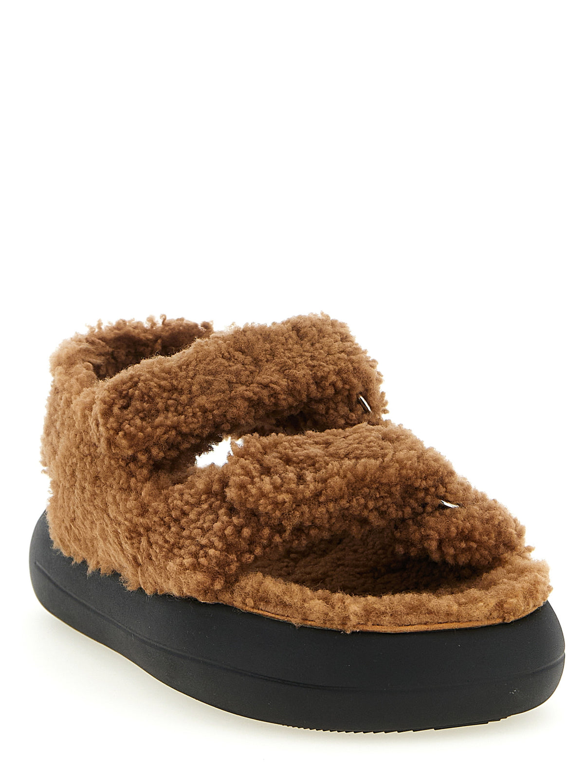 Moon Boot Brown Lambskin Flat Sandals