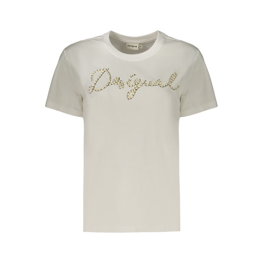 Desigual White Cotton T-Shirt