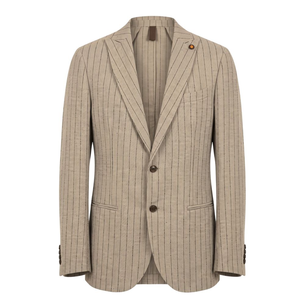 Roberto Pepe Luxury Beige Linen Men Jacket