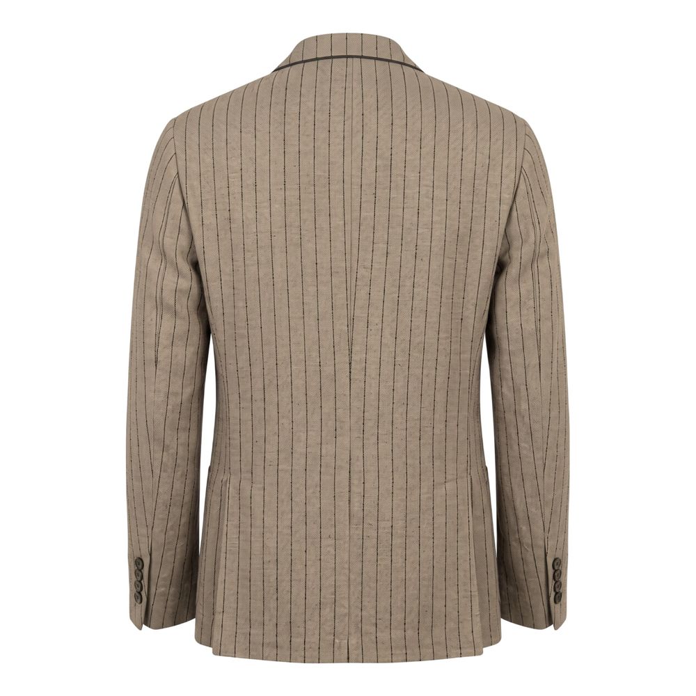 Roberto Pepe Luxury Beige Linen Men Jacket