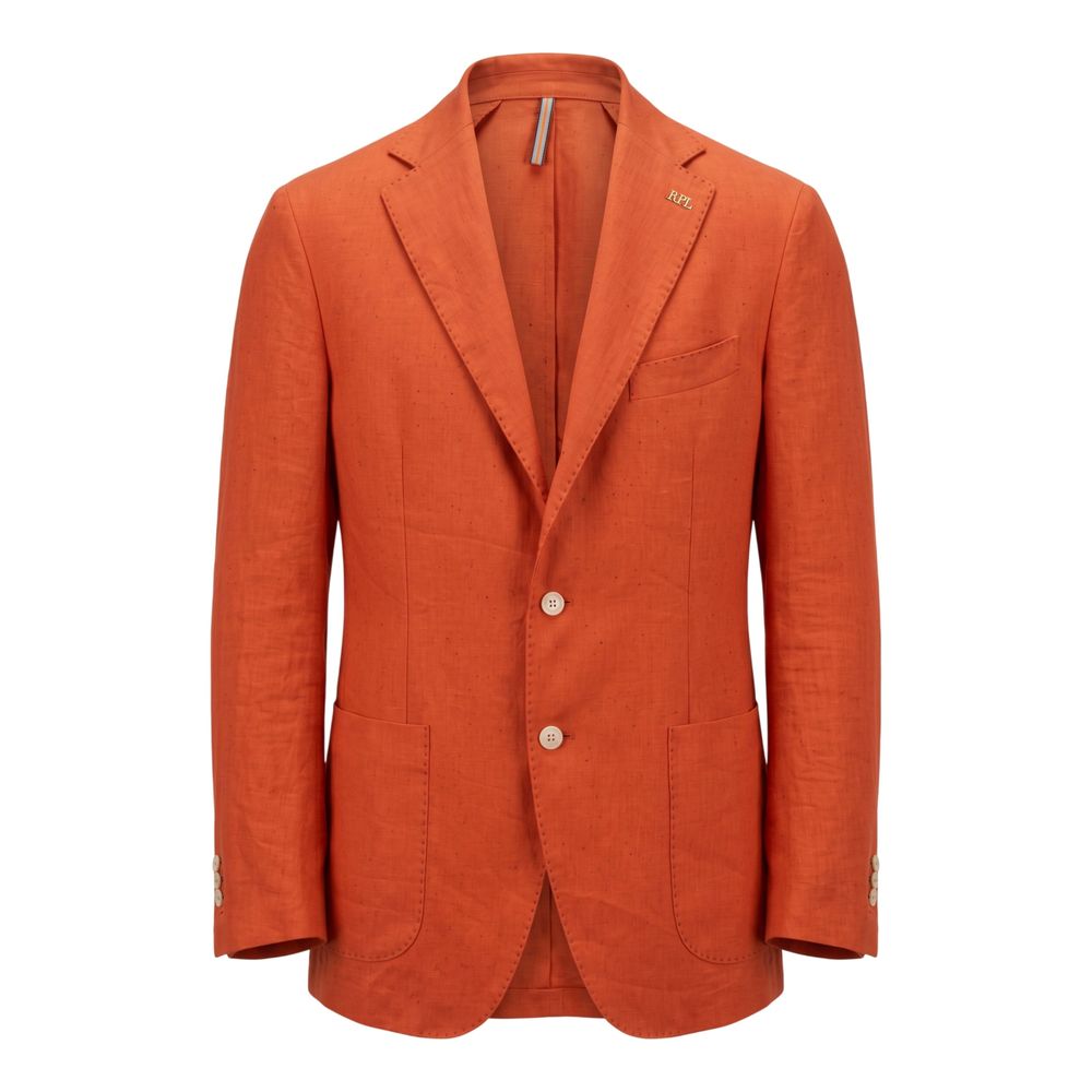 Roberto Pepe Luxury Orange Linen Men Jacket