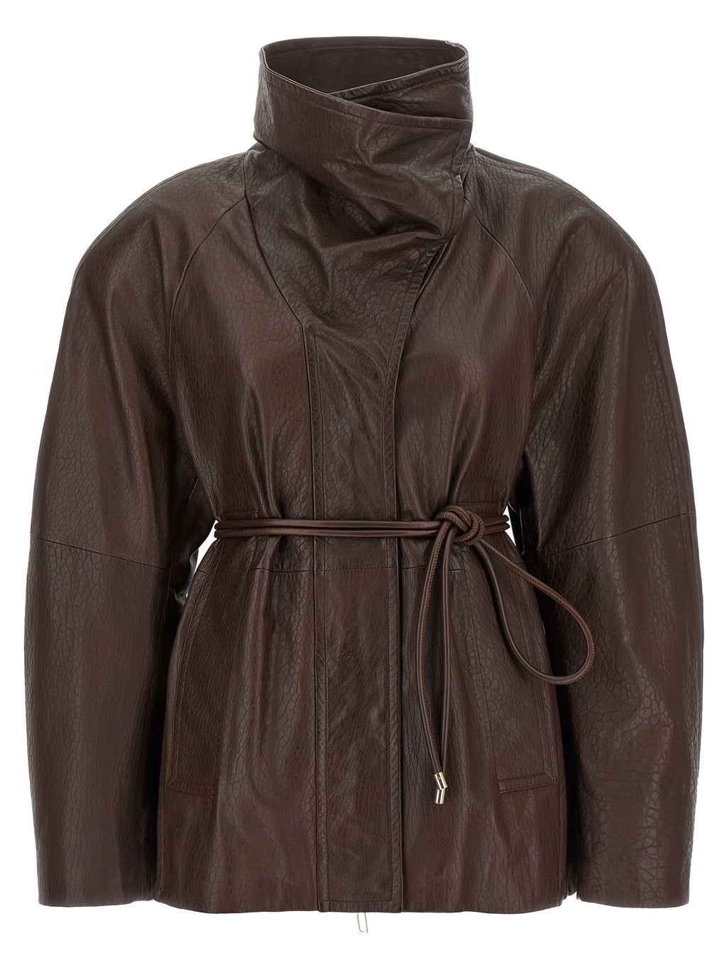 Sportmax Brown Lamb Leather Leather Jacket