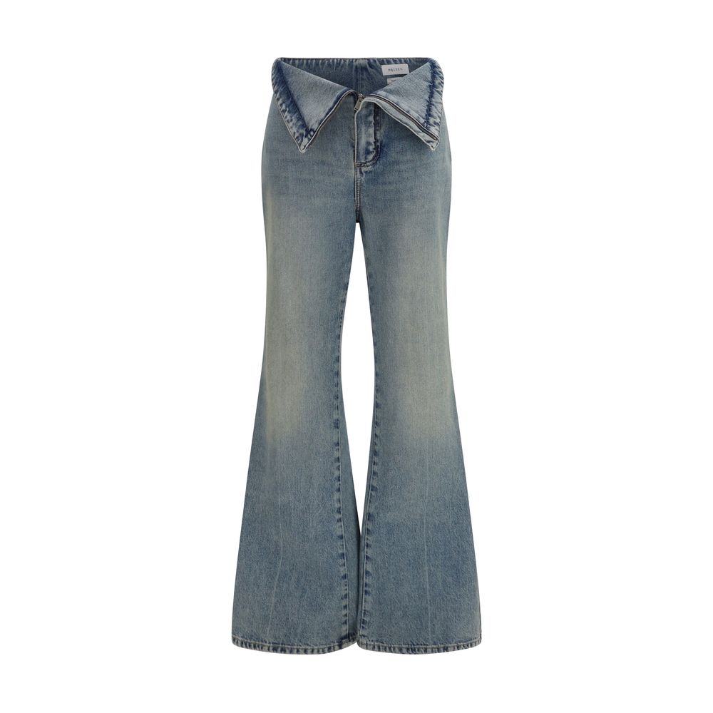 Alexander McQueen Blue Cotton Flared Jeans