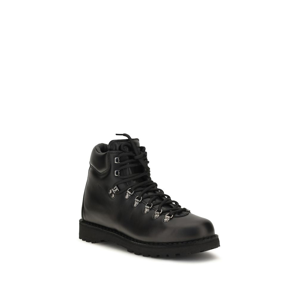Diemme Black Calf Leather Bos Taurus Lace-Up Boots