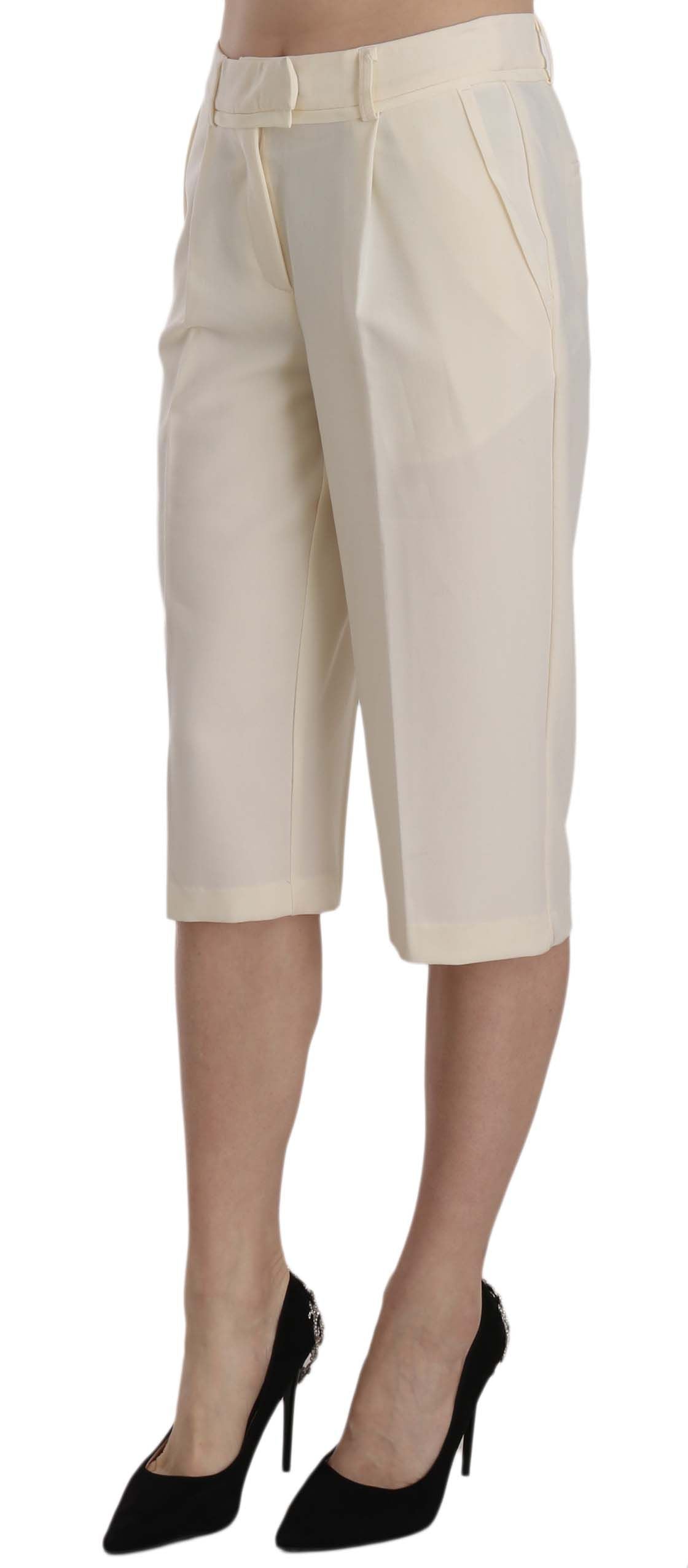 Pantalon cropped droit taille mi-haute en coton crème Silvian Heach