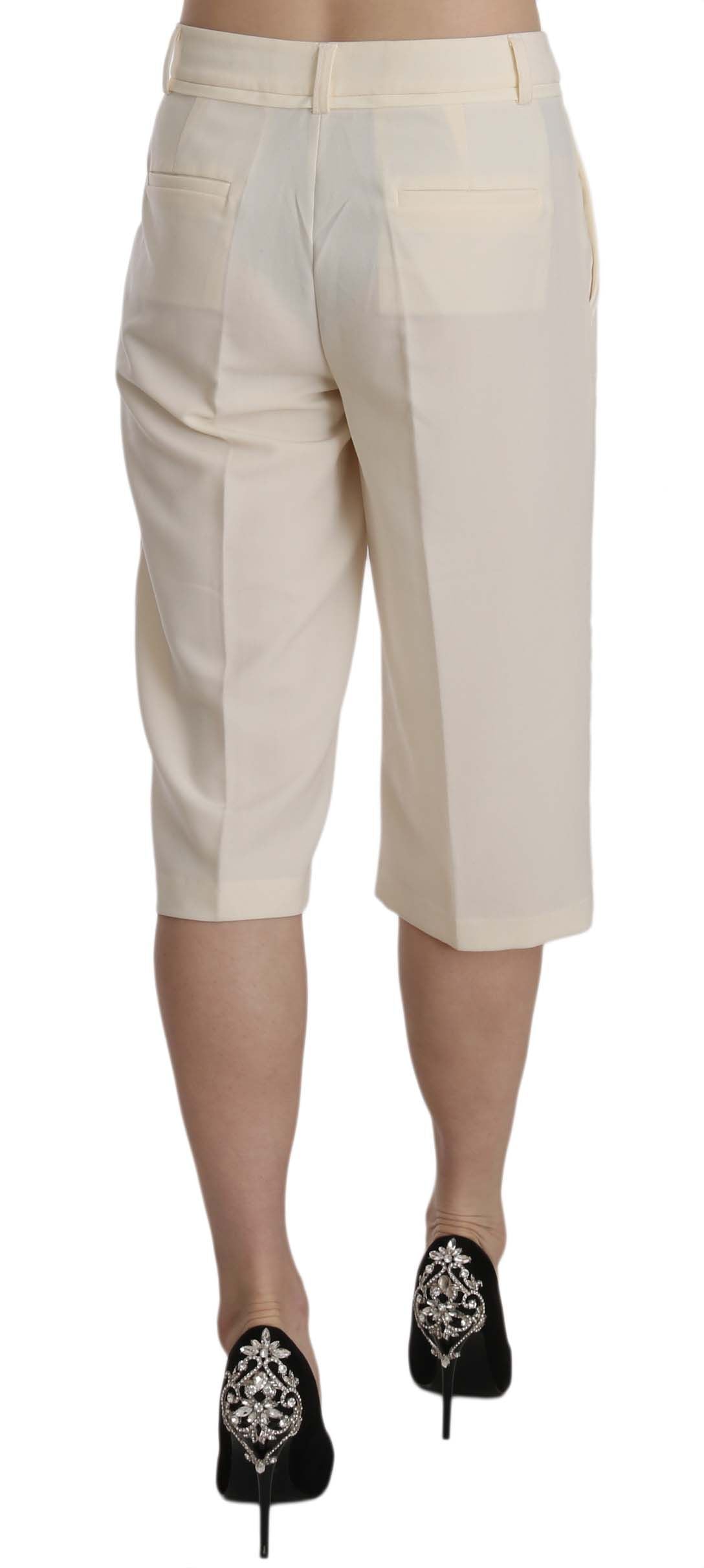 Pantalon cropped droit taille mi-haute en coton crème Silvian Heach