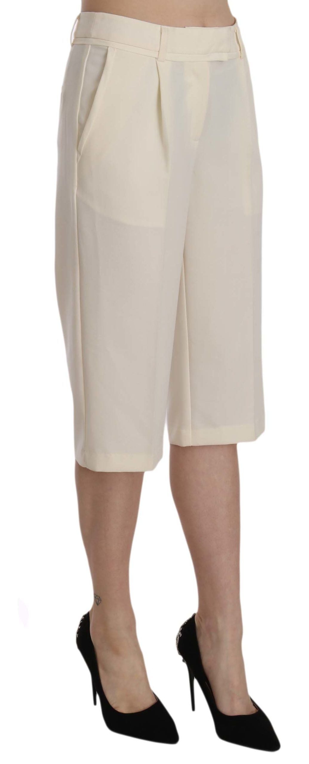 Pantalon cropped droit taille mi-haute en coton crème Silvian Heach