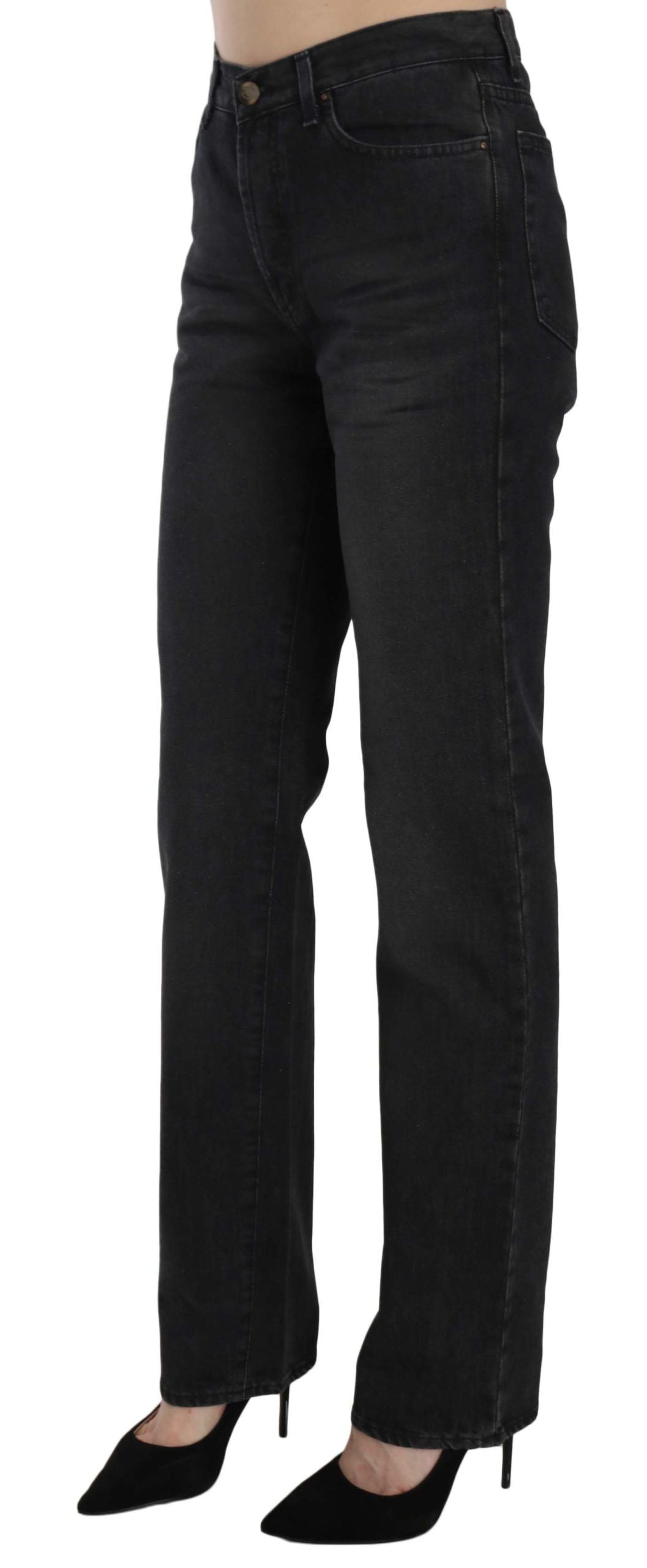 Jean droit noir Just Cavalli délavé taille haute