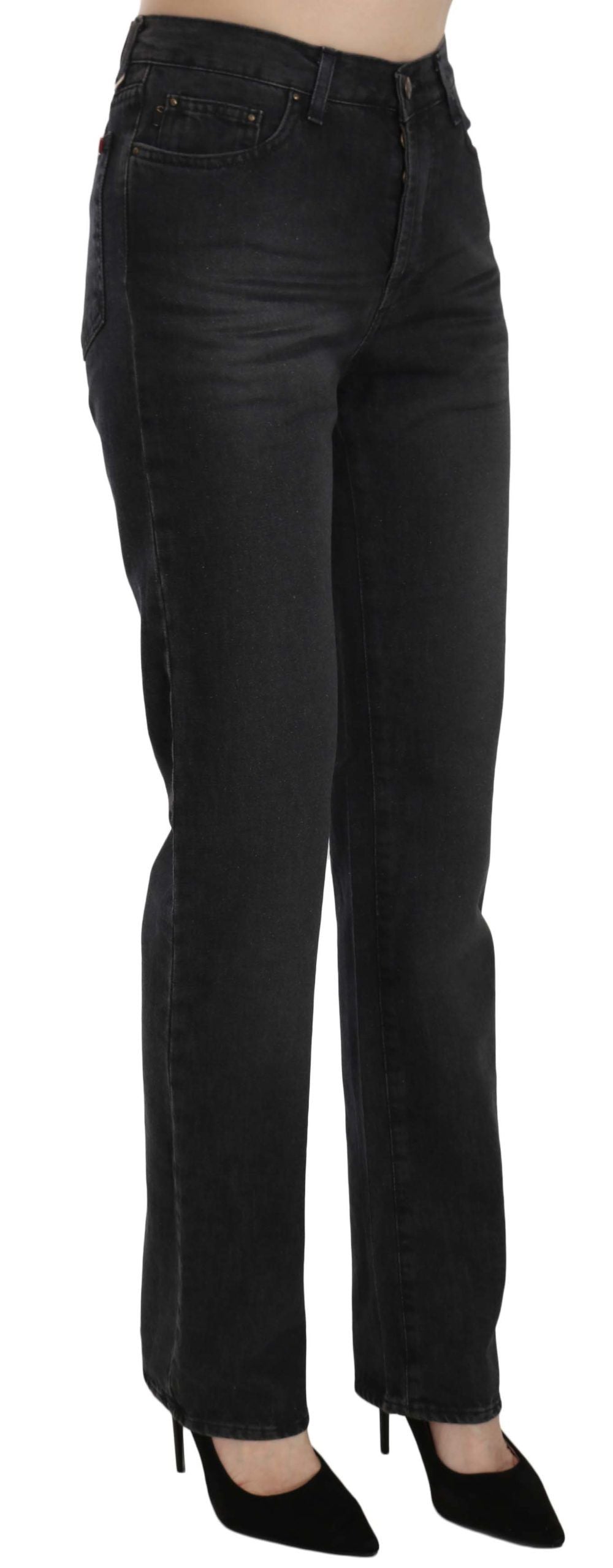 Jean droit noir Just Cavalli délavé taille haute