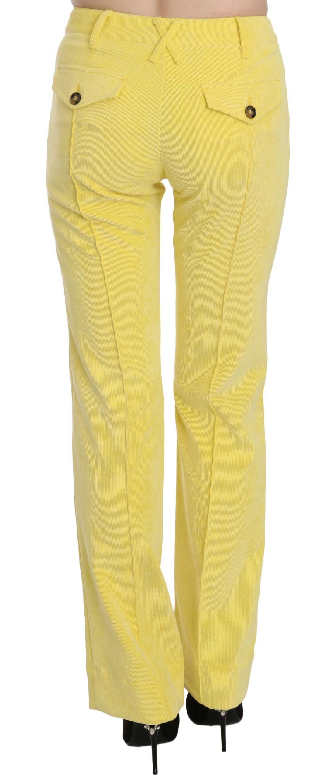 Pantalon droit taille mi-haute en velours côtelé jaune Just Cavalli