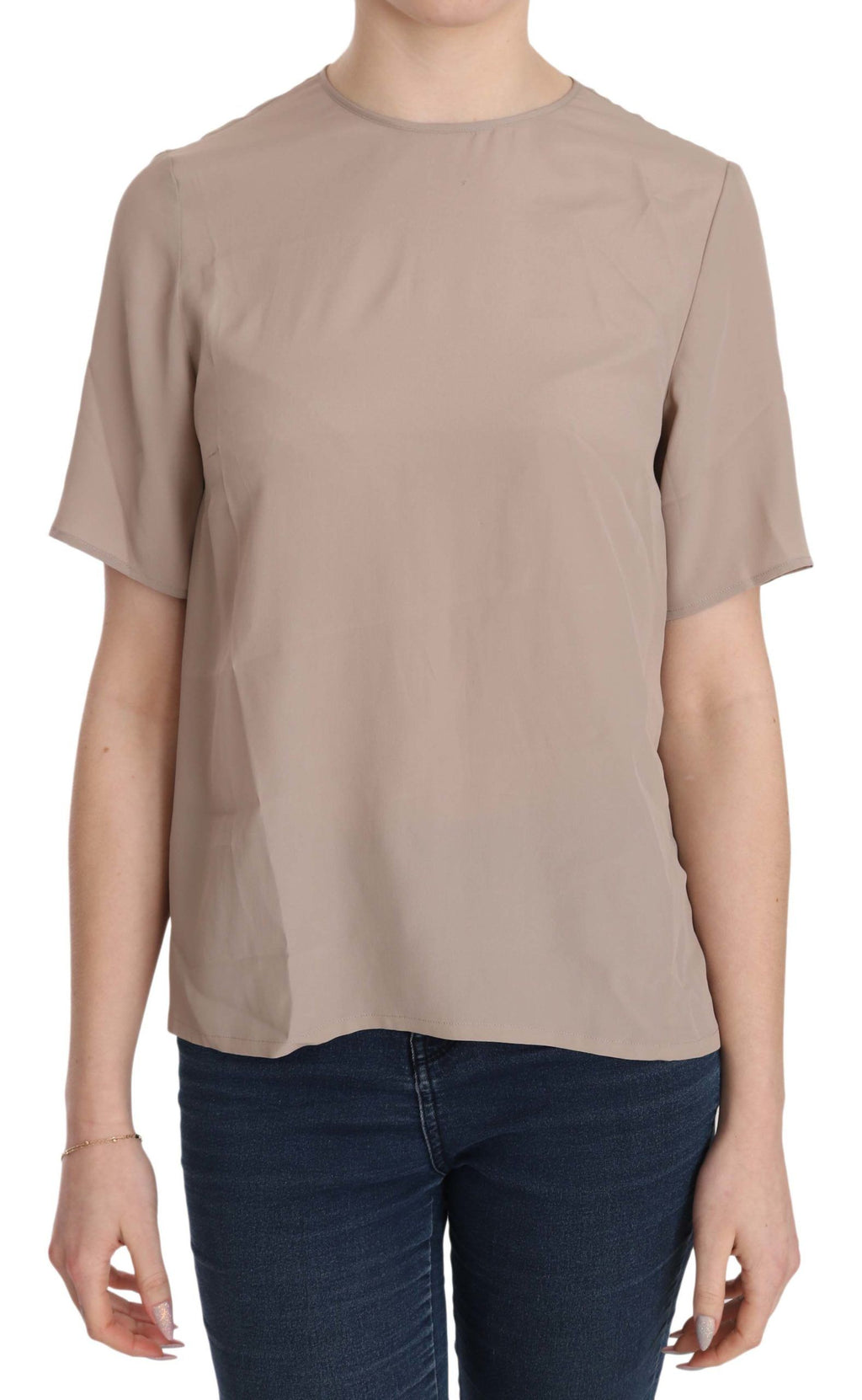 Chemisier Dolce & Gabbana beige à col rond et manches courtes