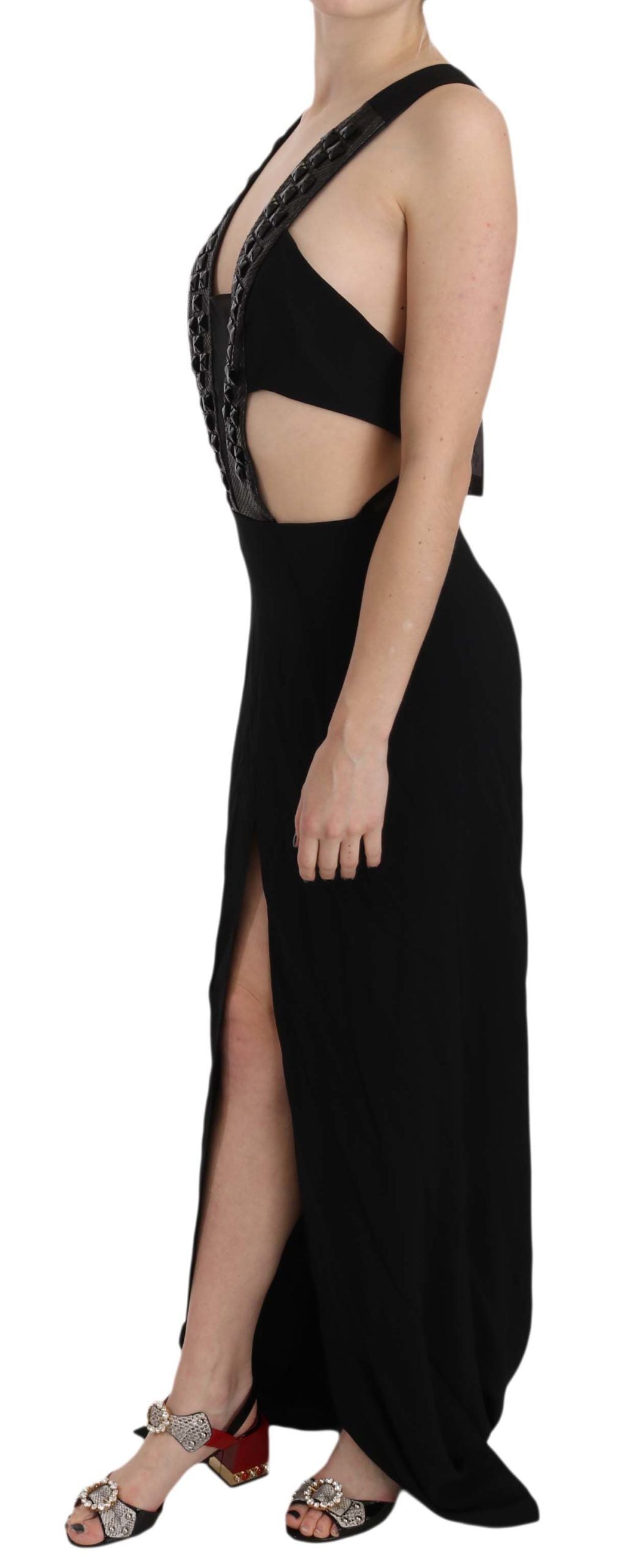 Robe évasée John Richmond Black Crystal en cuir