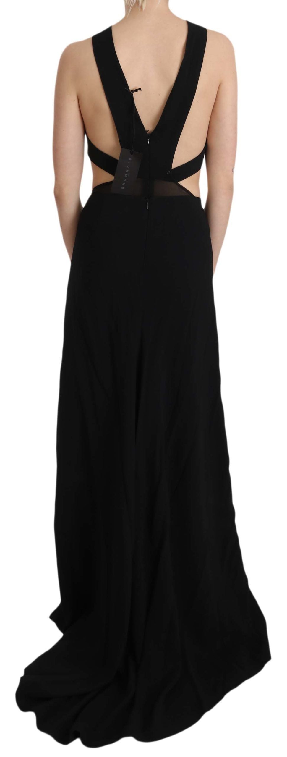 Robe évasée John Richmond Black Crystal en cuir