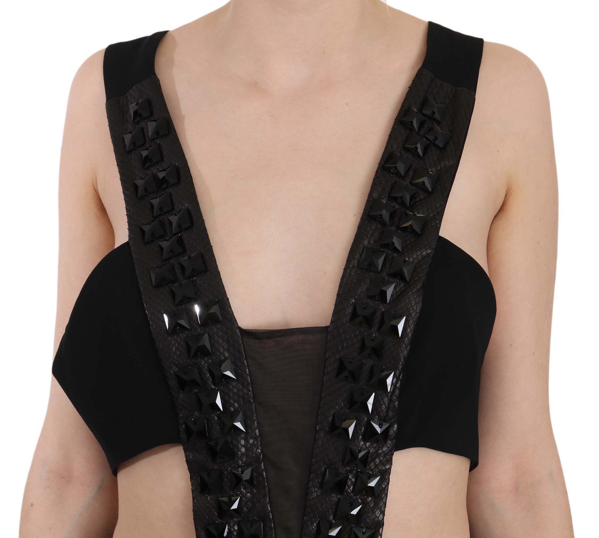 Robe évasée John Richmond Black Crystal en cuir