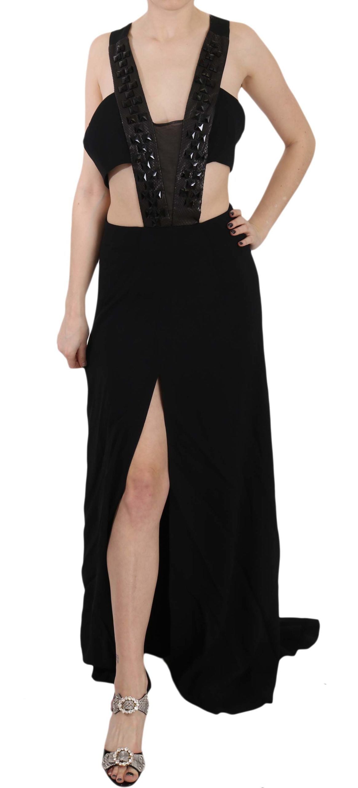 Robe évasée John Richmond Black Crystal en cuir
