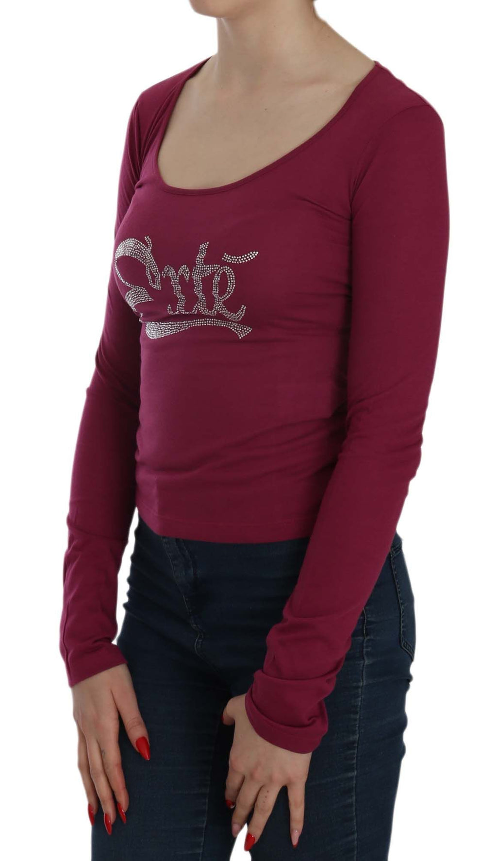 Exte Crystal Embellished Long Sleeve Casual Top