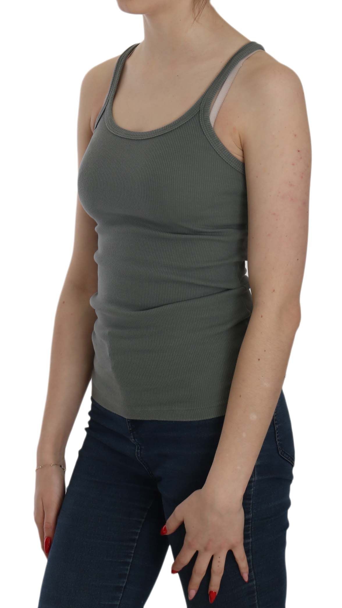 PINK MEMORIES Débardeur Blouse Sans Manches Vert à Bretelles Fines