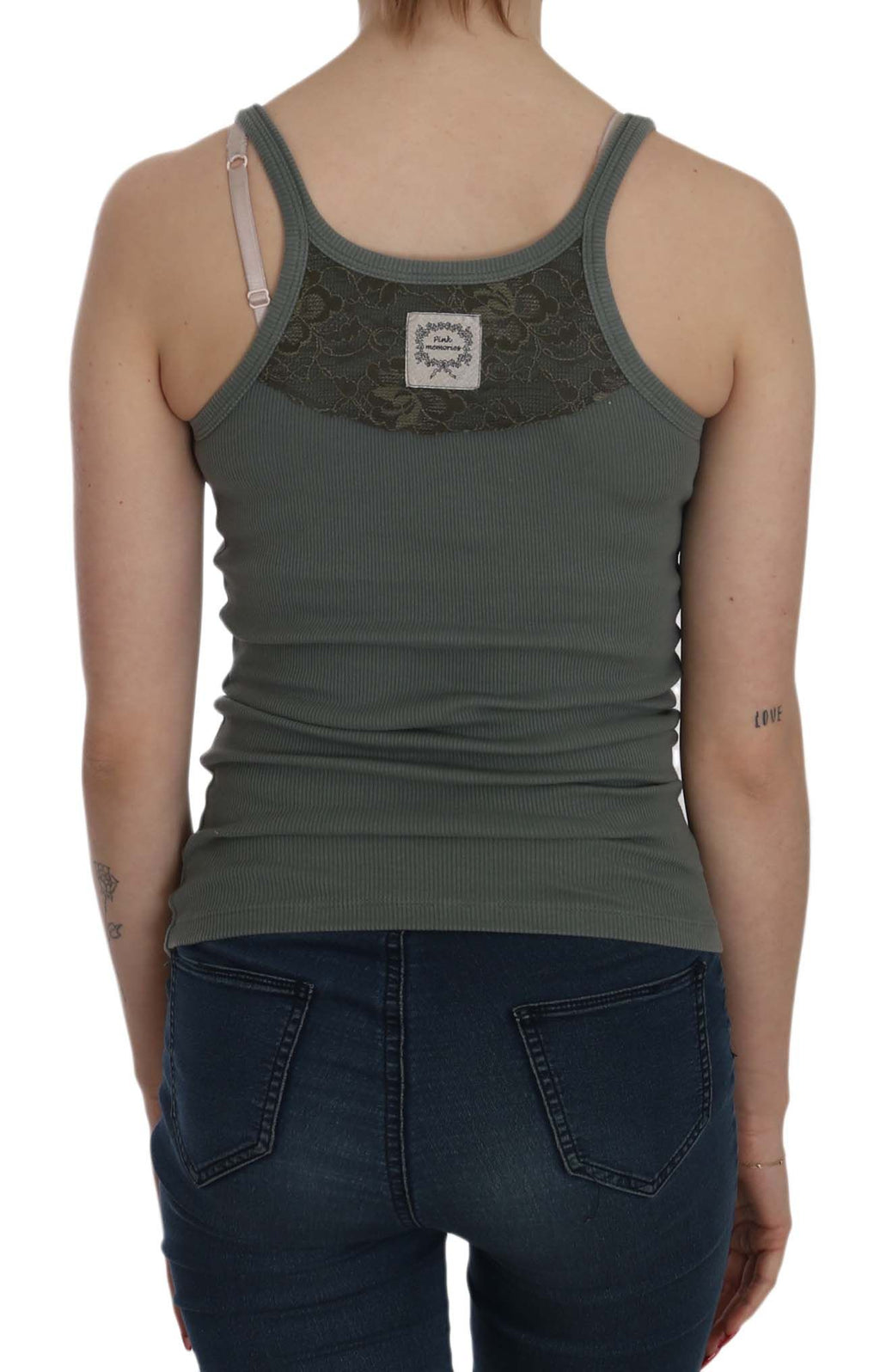 PINK MEMORIES Débardeur Blouse Sans Manches Vert à Bretelles Fines