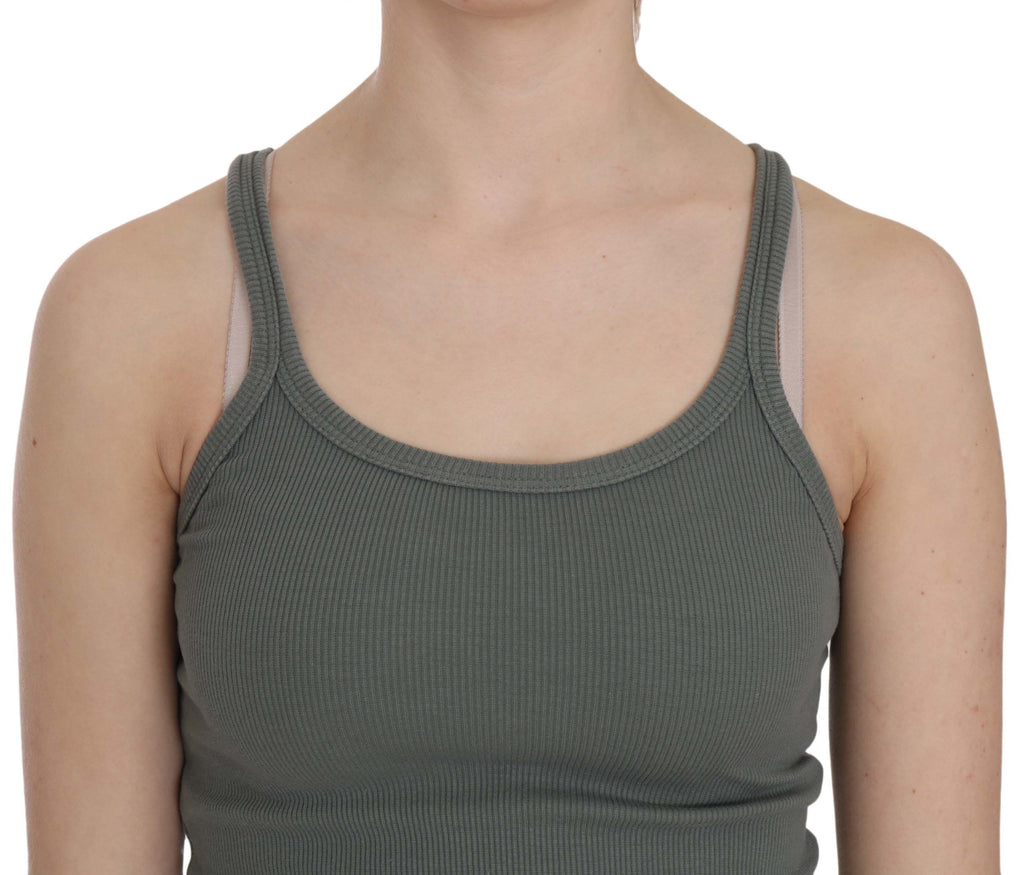 PINK MEMORIES Débardeur Blouse Sans Manches Vert à Bretelles Fines