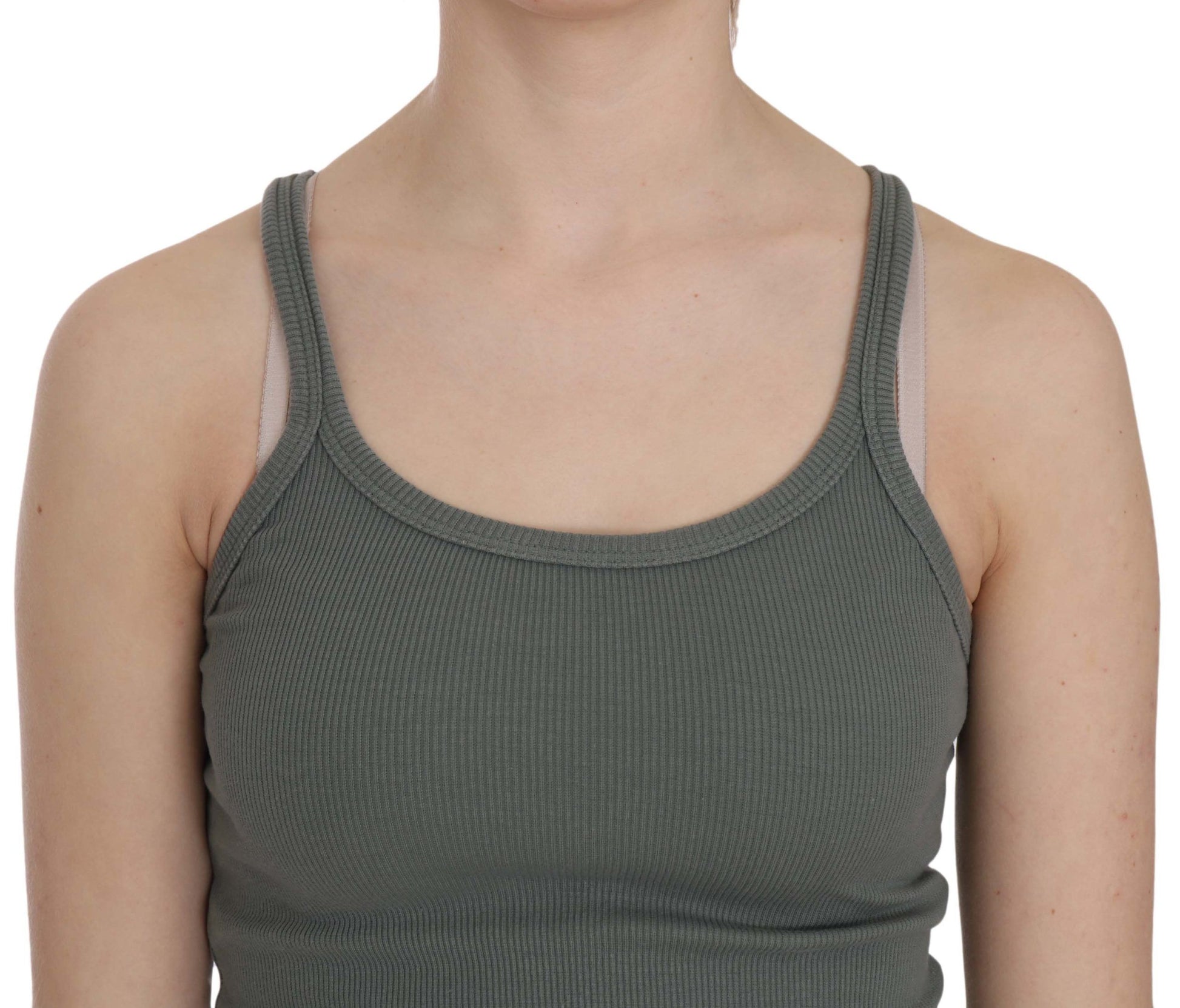 PINK MEMORIES Débardeur Blouse Sans Manches Vert à Bretelles Fines