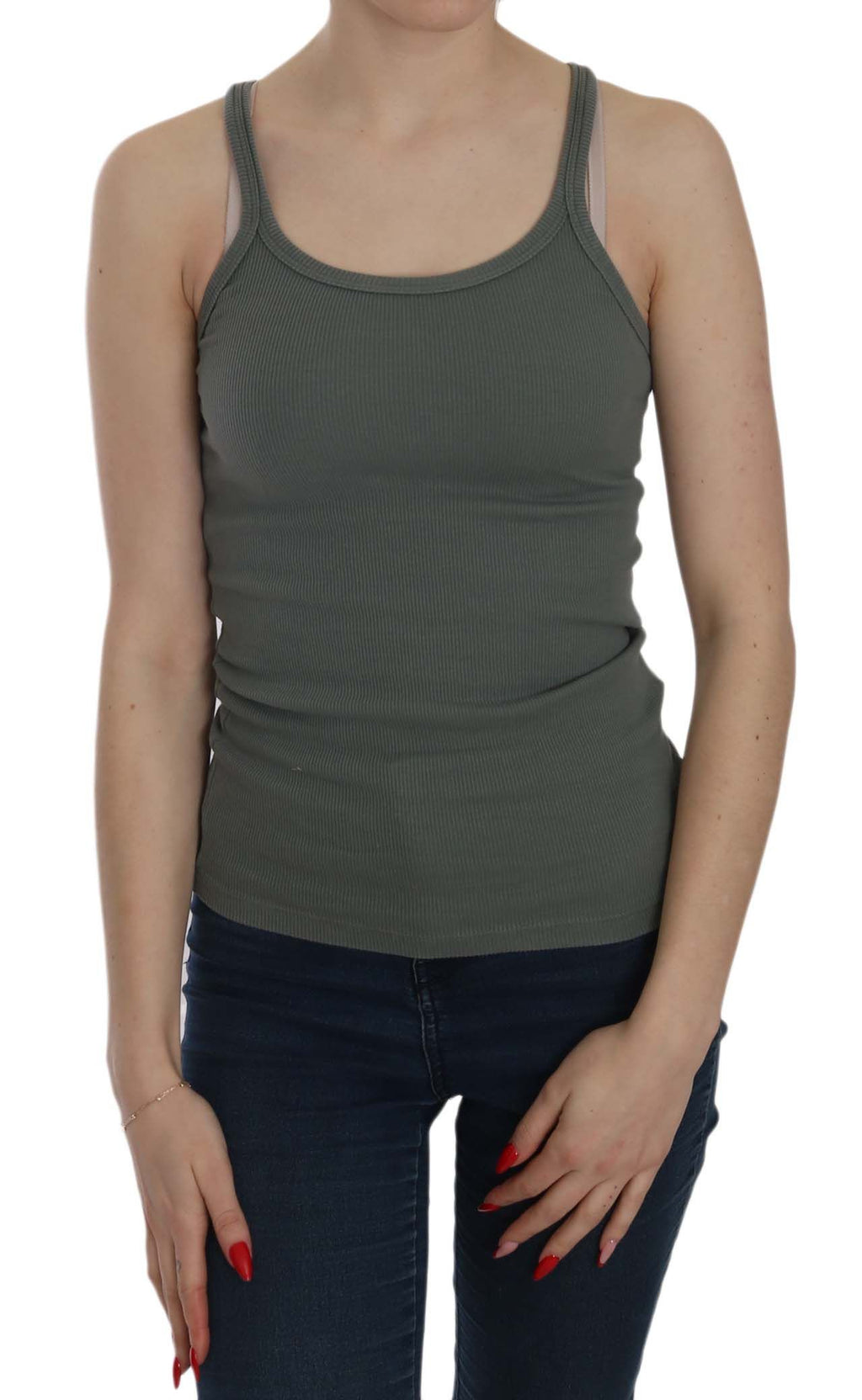 PINK MEMORIES Débardeur Blouse Sans Manches Vert à Bretelles Fines