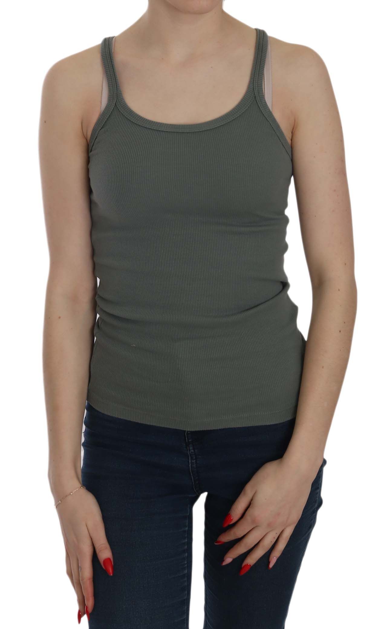 PINK MEMORIES Débardeur Blouse Sans Manches Vert à Bretelles Fines