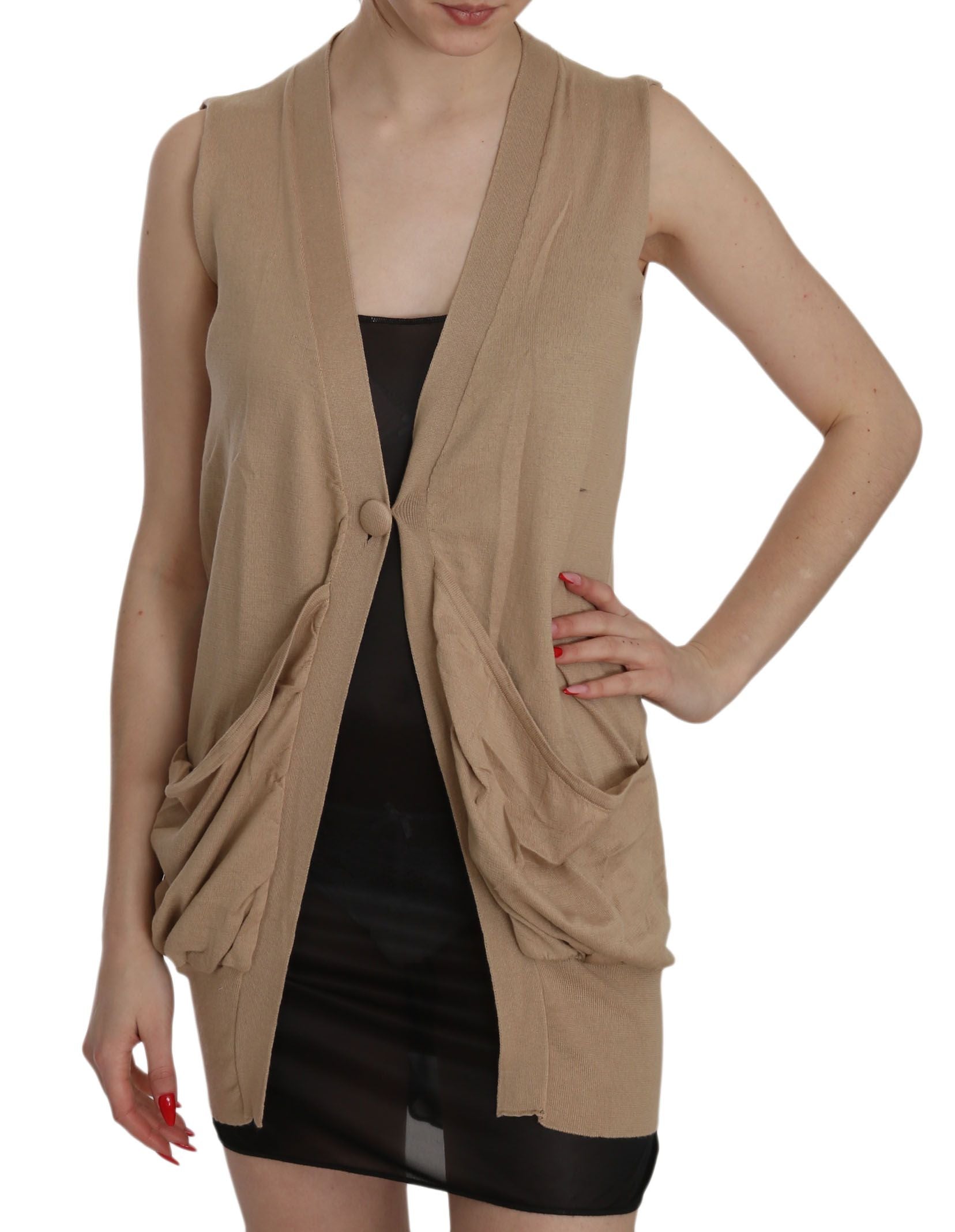 PINK MEMORIES Gilet top sans manches marron 100 % coton