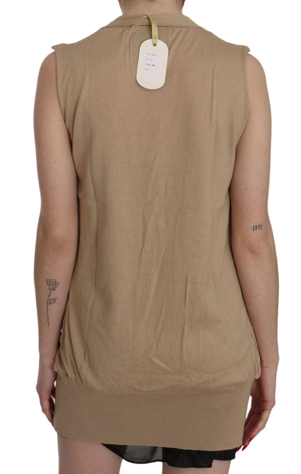 PINK MEMORIES Gilet top sans manches marron 100 % coton