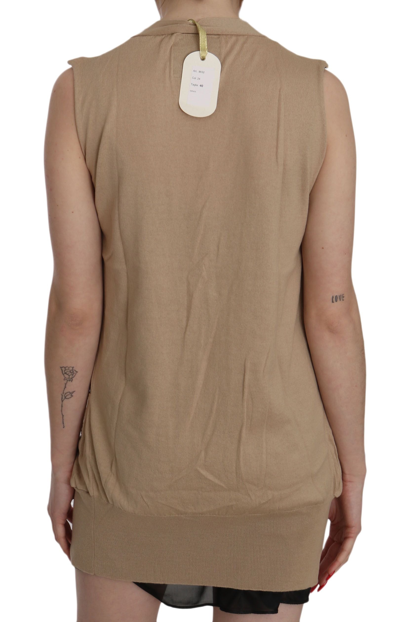 PINK MEMORIES Gilet top sans manches marron 100 % coton