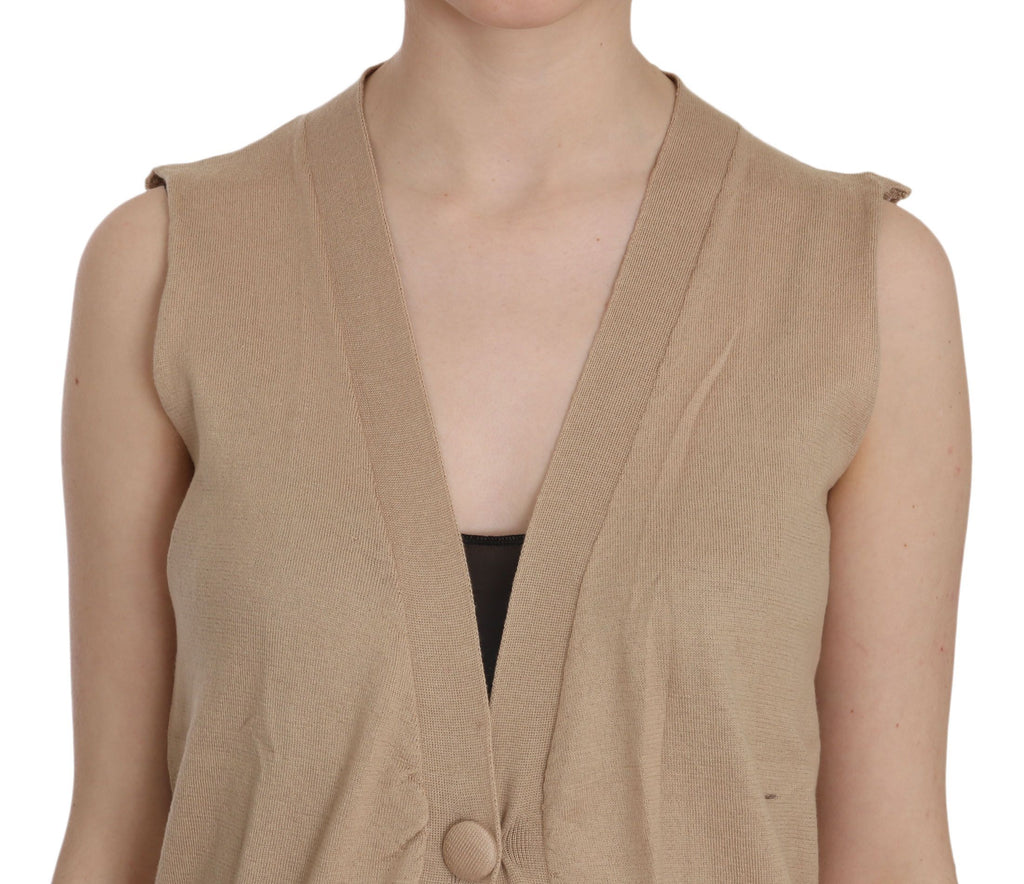 PINK MEMORIES Gilet top sans manches marron 100 % coton