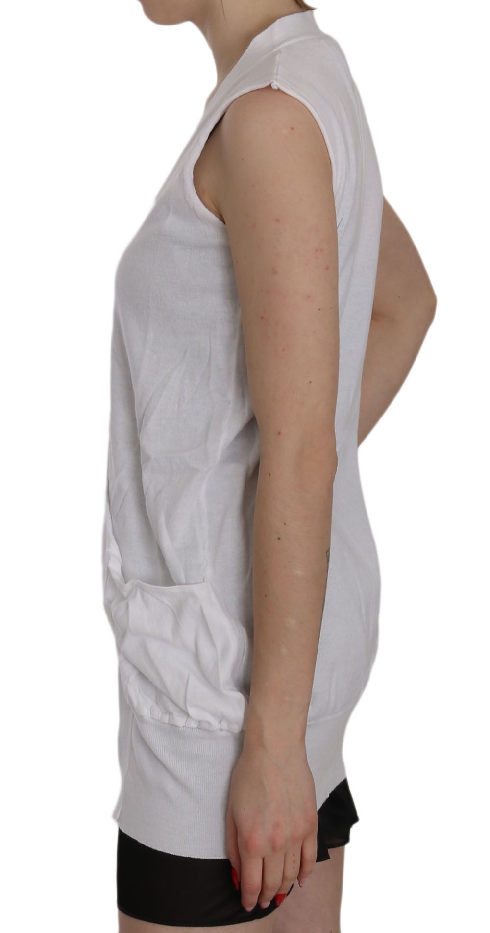Haut gilet cardigan sans manches en coton blanc 100 % coton PINK MEMORIES