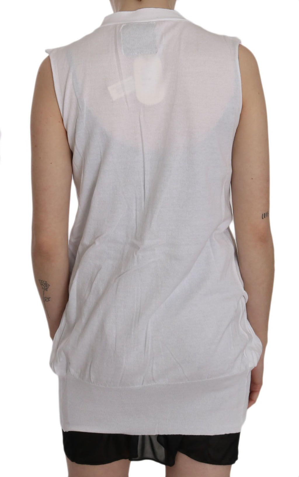 Haut gilet cardigan sans manches en coton blanc 100 % coton PINK MEMORIES