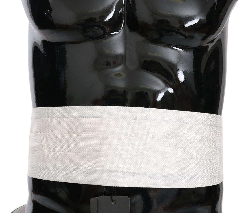 Dolce &amp; Gabbana Weißer Herren-Taillengürtel, 100 % Seide, Kummerbund