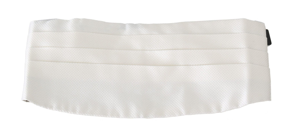 Dolce &amp; Gabbana Weißer Herren-Taillengürtel, 100 % Seide, Kummerbund
