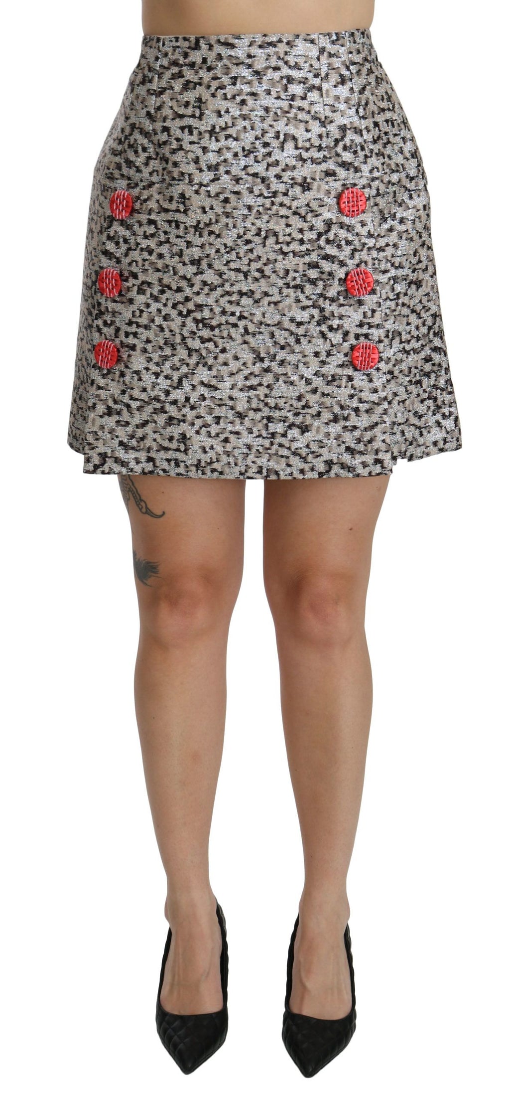 Jupe trapèze Dolce & Gabbana motif argenté taille haute